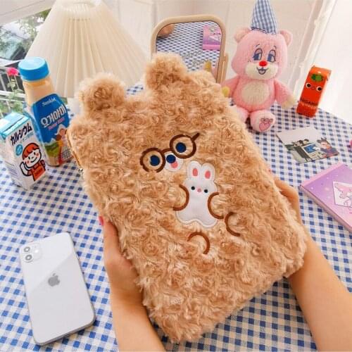 Korea Women Bear Handbag 10.5 11inch Mac ipad Case Holder Cute Student Fashion IPad Bags Girl Travel Organizer Pouch
