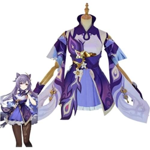 Game Genshin Impact Cosplay Costumes Keqing Role Play Full Set Dresses Men Women Halloween Carnival Party Suits Costume Wigs