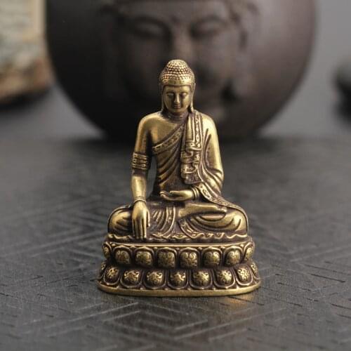 Creative bronze Buddha sculpture Pure copper to create a vintage bronze statue Home decoration mini statuette free delivery