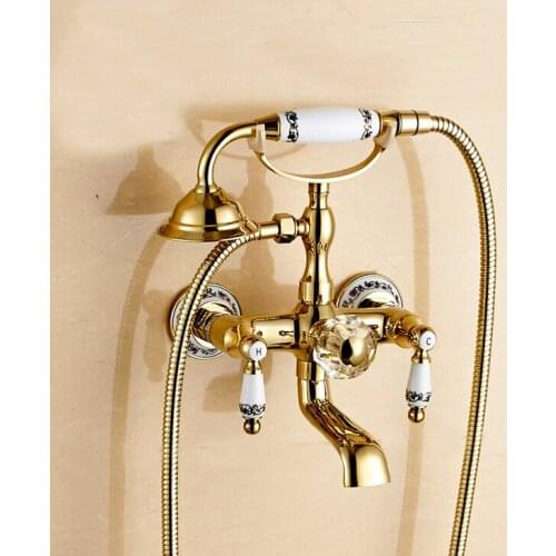 L16050 Wall Mounted Gold Color Brass Material Hot & Cold Water of Good Quality Bath Faucet