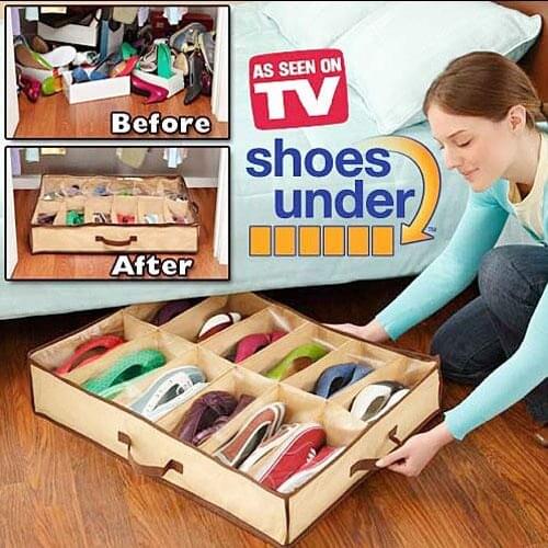 Reusable 12 Shoes Storage Organizer Holder Container Home Under Bed Dustproof Closet Box Bag Large Capacity Anti Moisture Bag