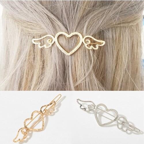 Fashion Korean Love Wings Hairpins Metal Love Heart Hair Barrettes Girls Women Hair Accessories Hair Holder Side Clip Gift