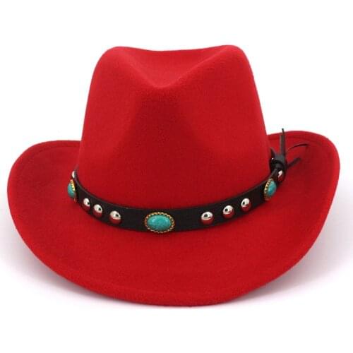 2020 Men Women Wool Western Cowboy Hat With Punk Belt Sombrero Hombre Wide Brim Jazz Hat
