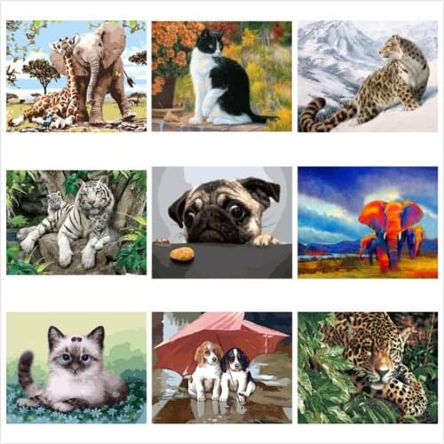 Painting By Numbers Cool Animals Coloring Hand Painted Room Wall Art Kits Drawing Canvas DIY Oil Painting Pictures By Numbers