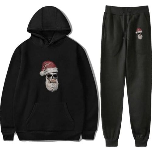 New Christmas 2Pcs Tracksuit fashion hip hop Santa Claus men women Hoodies Pants Suit Harajuku Popular Christmas sportswear Suit