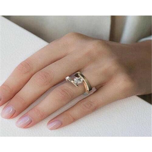 New Top Quality Crystal Twist Classical Cubic Wedding Rings For Women Rose Gold Color White Zirconia ring Dropshipping