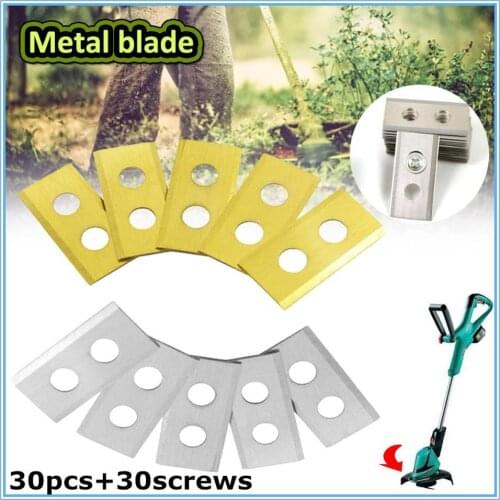 New 30pcs+30screws Lawn Mower Blade Lawn Steel Blade Golden Titanium Plating Lawn Mover Replacement Blade For Worx landroid