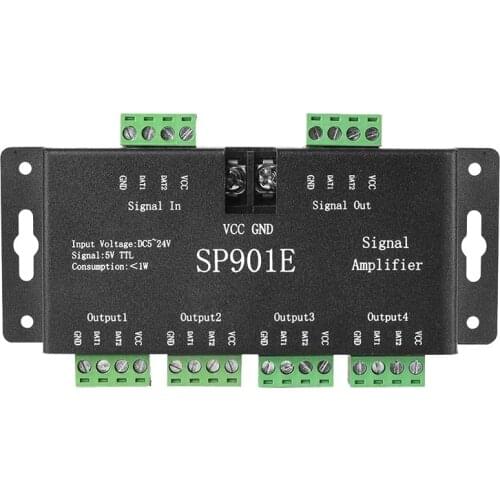 NEW-SP901E LED Pixel SPI Signal Amplifier Repeater Addressable LED Strip and Dream Color Programmable LED Matrix Panel