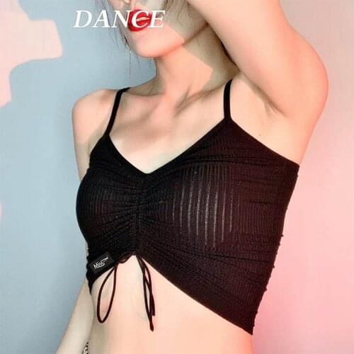 Latin Dance Clothes Drawstring Sling Tops With Chest Pad Leopard Print Loose Training Pants Women Latin Dance Costumes DN9082