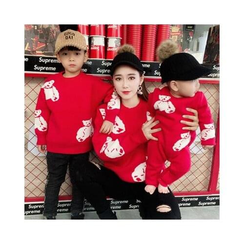 Family Matching Clothes Mother Kids and Father Sweaters Childrens Christmas Clothing Baby Boys Girls Knitted Cardigan Coat 2-8Y