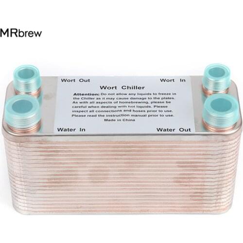40 Plate Wort Chiller Plate Heat Exchanger- Stainless Steel 304 Brewing Chiller, 1/2"NPT X 3/4" NPT Garden hose Thread