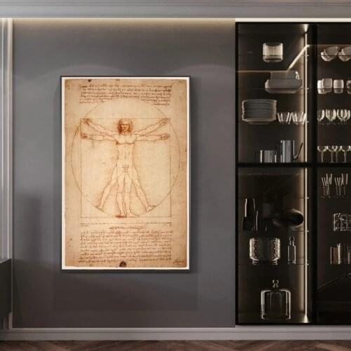 Posters and Prints Vitruvian Man Famous Art Canvas Paintings By Leonardo Da Vinci Classical Wall Art Wall Art Pictures Cuadros