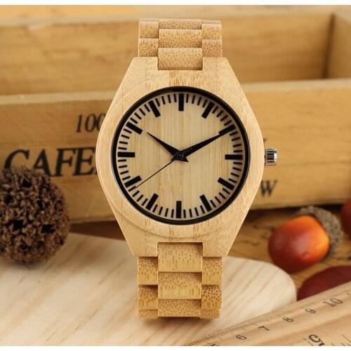 Simple Watches Men Sport Student Japan Quartz Male Clock Wooden Hour Casual Bamboo Mans Wristwatch relogios masculino de luxo