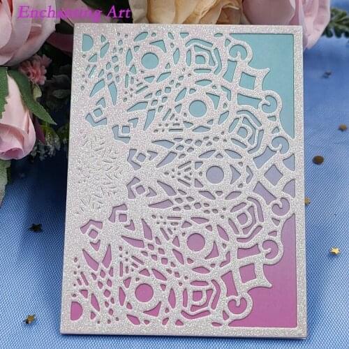 Rectangular Flower Pattern Background Metal Cutting Dies For DIY Scrapbooking Cards Decorative Craft Embossing