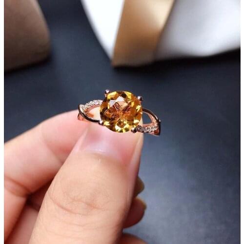 Real 925 Sterling Silver High-quality Natural Citrine Ellipse Ring Fashion Fine Wedding Jewelry for Women MeibaPJFS