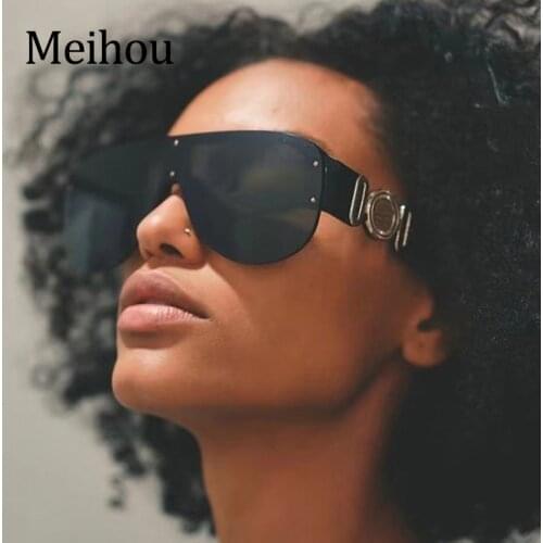 Oversized Pilot Men Women Trendy Sunglasses 2021 Luxury Brand Designer Big Frame Gradient Shades Fashion Half Frame Sunglasses