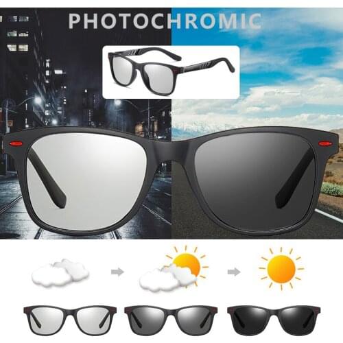 Square Photochromic Day Night Vision Sunglasses Men Women Polarized Chameleon Driving Sun Glasses Male oculos gafas de sol