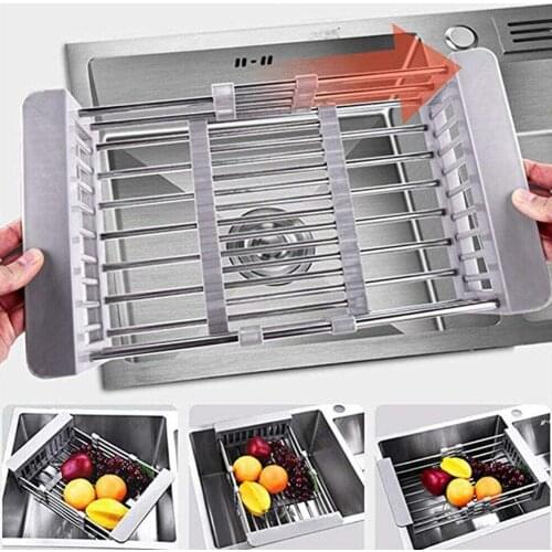 Steel Adjustable Dish Drying Rack Telescopic Filter Organizer Basket Kitchen Countertop Rack Strainer Drainage Strainer Sup H0Q1