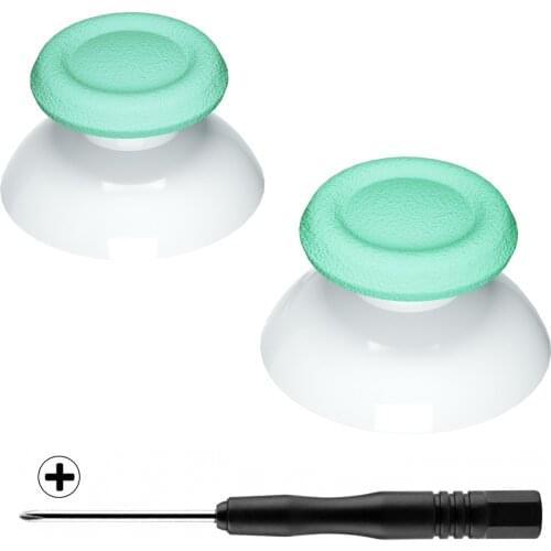 EXtremeRate Mint Green & White 3D Joystick Analog Thumb Sticks for PS5, for PS4 All Model Controller with Screwdriver