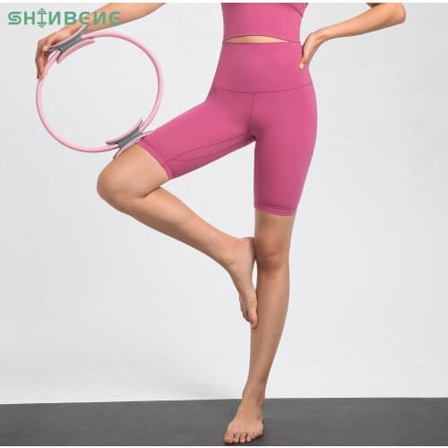 SHINBENE SUPER HIGH RISE Buttery-Soft Yoga Workout Biker Shorts Women Naked-feel Four-Way Stretchy Gym Fitness Sport Long Shorts