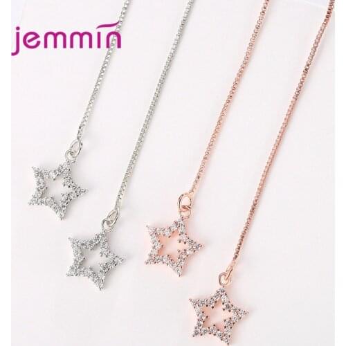 5A Crystal Wedding Drop Earrings for Women 925 Sterling Silver Rose Gold Color Korean Bridal Thread Earring New Fashion Jewelry