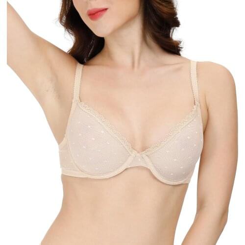 YANDW Mesh Bras For Women Sexy Thin Comfortable Lingeire Underwire Underwear Lace Bralette See Through