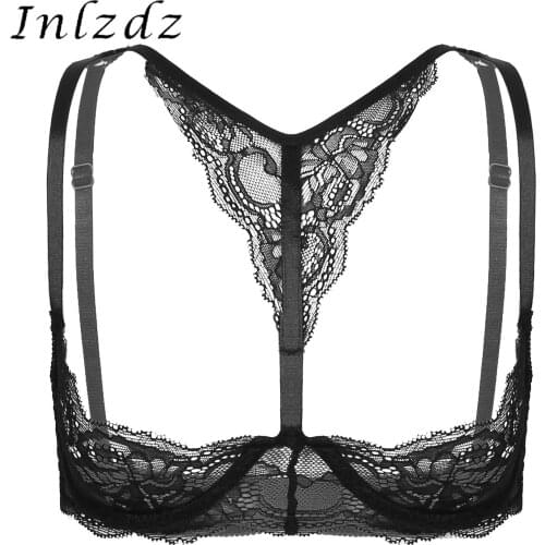 Womens Erotic Lingerie Bra Sexy Lace Bare Breast Unlined Bra Tops Adjustable Shoulder Straps Lingerie Underwear Sleepwear