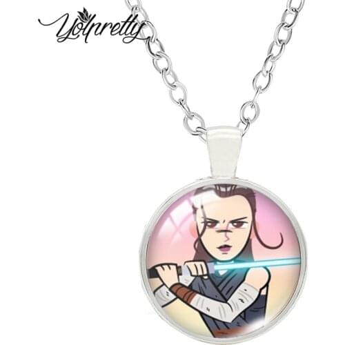 Star Wars Last-jedi Cartoon Paintings Glass Cabochon Necklace Fashion Necklace Pendants Jewelry