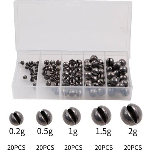 100 Pcs/Box Open Bite Lead Set Bare Fishing-clip Drop Biting Round Plumb Bob Auxiliary Fishing Tackle Gear