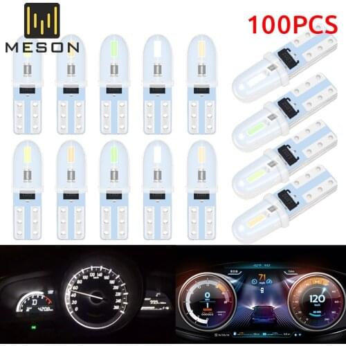 100PCS T5 Auto Car Dashboard Lights 2 3014 SMD Reading Instrument Panel Lamp No Polarity Led Bulb White Interior Lighting12V