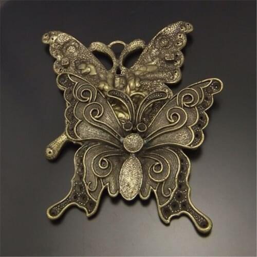 4pcs/pack Retro Style Necklace Pendant 64*56mm Antique Style Vintage Bronze Alloy Tone Butterfly Charms Jewelry Pendants 02133