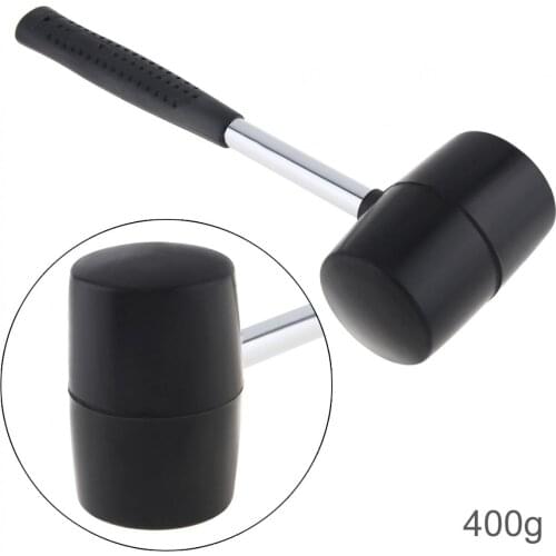 400g Non-elastic Black Rubber Hammer Tile hammer with Round Head and Non-slip Handle DIY Hand Tool