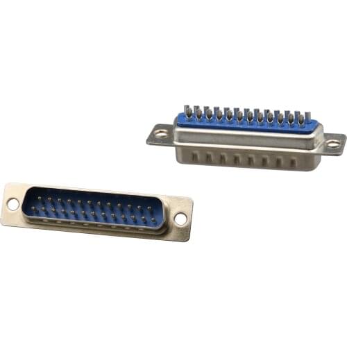 5Pcs DB25 Male Round Pin 2 Rows 25 Pins Solder Connector