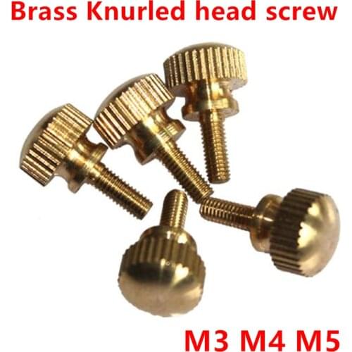 5pcs Brass Thumb Screw M3 M4 M5 brass Twist knurled head with Step Screw Hand tighten Thumb Screw Bolts