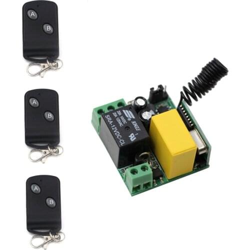 AC 220V 1CH Relay Wirelesss Remote Control Switch Remote Power Switch 10A Receiver + 3Pcs Gray Button Transmitter Smart Home