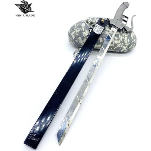 Attack On Titan Sword Mini Model AOT Scout Regiment Blades Keychain Aren Levi Mikasa Katana Wings of Liberty Swordkeychains