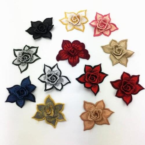 Colorful 10 Pieces/Lot 7.5*8.5cm Hot Sale DIY Stereo 3D Flower Embroidery Lace Fabric Applique Patch Clothes Decoration