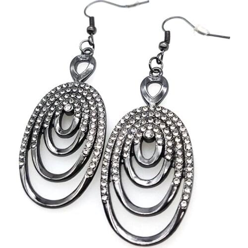 D&D Fashion Crystal Simple Big Circle Earrings for Women Fashion Rhinestone Earrings Modern Jewelry Gift