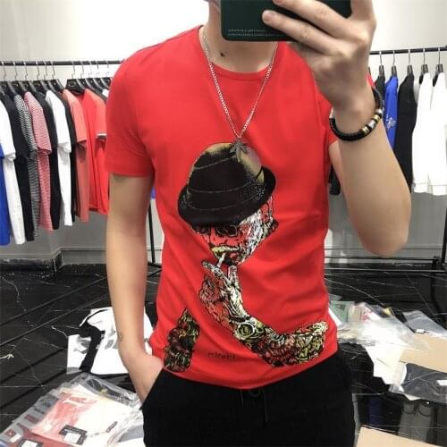 High quality Men summer Printed t-shirts fashion Cotton short sleeve European style Large size 5XL