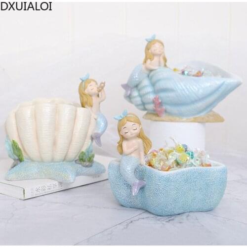 DXUIALOI Creative Conch Girl Flower Pot Resin Crafts Housewarming Gift Home Living Room Desktop Plant Potted Balcony Decoration