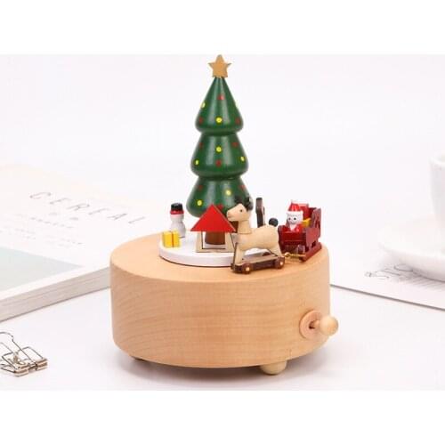 Elk/chirsmas Tree Beech Music Box,Handmade Wooden Crafts,Home Decor,Christmas Decor