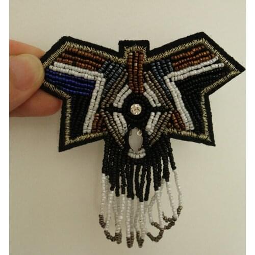 Fashon Eagle badge Handmade rhinestone beaded brooches Patches for clothing DIY pin on animal parches Embroidery applique