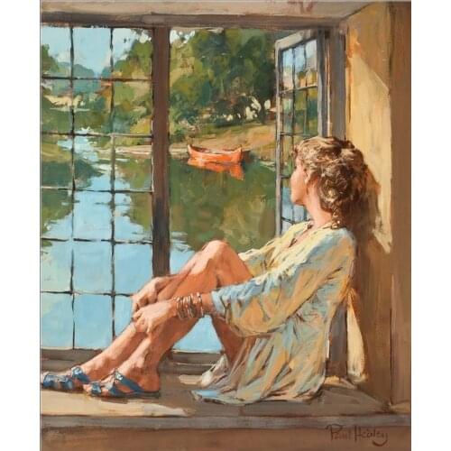 Young woman on the window Cross Stitch Kits Needlework Sewing Kit Embroidery Crafts 14ct Unprinted DIY Arts Handmade Home Decor