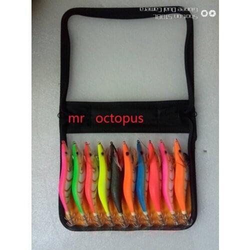 MR OCTOPUS2sets 20pcs squid jig,squid hook,fishing lure ,glow in dark,3.5# 13.5cm ,21g, wood shrimp.fishing accessory,tackle9
