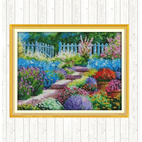 Colorful Rural Chinese Cross Stitch Sets DMC Floss Embroidery Kit 14ct 11ct Counted Printed on Canvas DIY Needlework Home Decor
