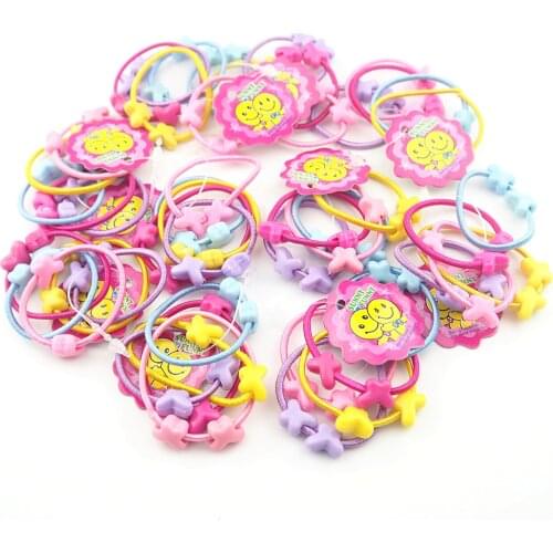 2021 New Cartoon Girls Hair Bands Hair Accessories Set Baby Mini Colored Gum Children Rubber Band Hairpin Set of Hair Ropes