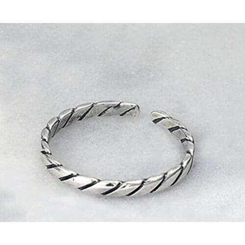 VENTFILLE 925 Sterling Silver Jewelry New Arrival Simple Twisted Woven Retro Thai Silver Small Twisted Popular Opening Rings