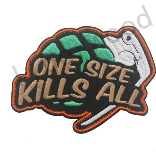 One Size Kills All Granate Patch Airsoft Paintball Tactical Badge Applique