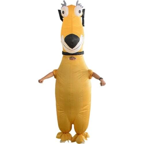 OOTDTY Inflatable Cartoon Dog Costume Adult Funny Blow up Outfit Christmas Halloween Cosplay Fancy Dress Jumpsuit