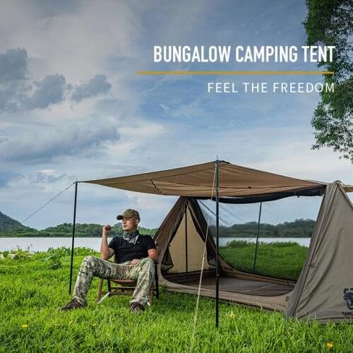 Outdoor 2-3 Person Camping Picnic Fishing Rooftop Field Jungle Bungalow Bushcraft Canopy Tent 4 Doors Travel Equipment Gear